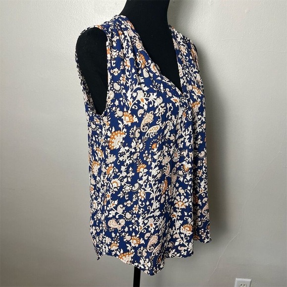 Willi Smith Floral Print Sleeveless Blouse V-Neck Casual Top Size M - Picture 4 of 7